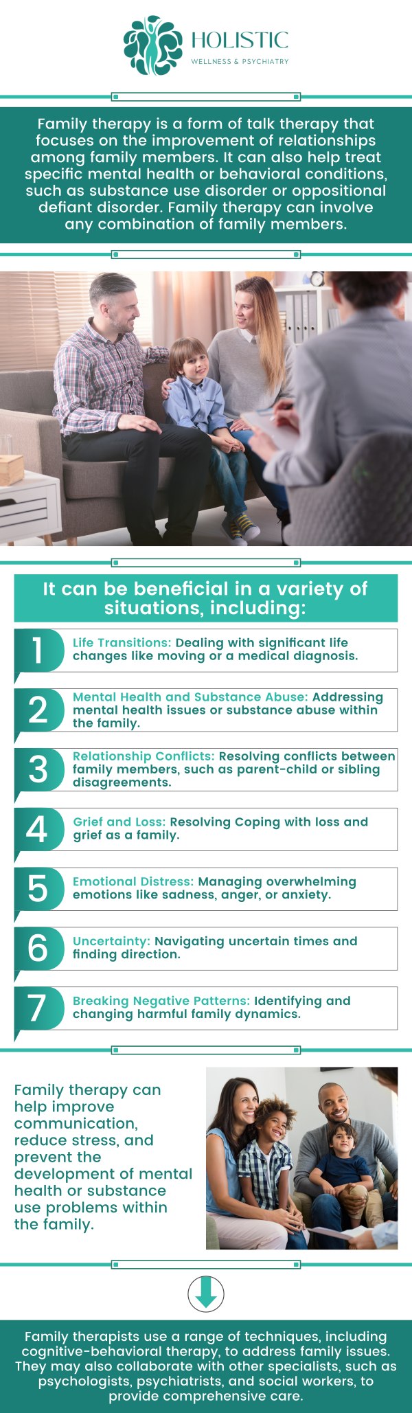 Common questions asked by patients: What is family therapy, and how can it benefit our family? How do I know if family therapy is the right option for us? What types of issues can family therapy help address? What should we expect during a typical family therapy session? For more information, contact us or request an appointment online. We have convenient locations in Cedar Rapids, IA and St. Thomas, USVI. We serve patients from Cedar Rapids IA, Hiawatha IA, Marion IA, Robins IA, St Thomas USVI, Charlotte Amalie USVI, Smith Bay USVI, Northside USVI, and surrounding areas. Common questions asked by patients: What is family therapy, and how can it benefit our family? How do I know if family therapy is the right option for us? What types of issues can family therapy help address? What should we expect during a typical family therapy session? For more information, contact us or request an appointment online. We have convenient locations in Cedar Rapids, IA and St. Thomas, USVI. We serve patients from Cedar Rapids IA, Hiawatha IA, Marion IA, Robins IA, St Thomas USVI, Charlotte Amalie USVI, Smith Bay USVI, Northside USVI, and surrounding areas.