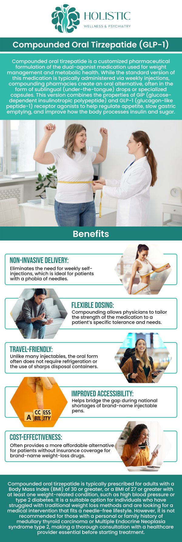 Common questions asked by patients: How does compounded oral tirzepatide compare to other GLP-1 medications like semaglutide in terms of effectiveness? What lifestyle changes or dietary recommendations should accompany compounded oral tirzepatide treatment for best results? How long does it take to see results with compounded oral tirzepatide for weight loss and blood sugar control? How do healthcare providers monitor the effectiveness and safety of compounded oral tirzepatide in patients? For more information, contact us or request an appointment online. We are conveniently located in VI Medical Foundation, 9150 Estate Thomas, Suite 206 St. Thomas 00802. We serve patients from St Thomas USVI, Charlotte Amalie USVI, Northside USVI, John Oley USVI, Smith Bay USVI, East End USVI,and surrounding areas. Common questions asked by patients: How does compounded oral tirzepatide compare to other GLP-1 medications like semaglutide in terms of effectiveness? What lifestyle changes or dietary recommendations should accompany compounded oral tirzepatide treatment for best results? How long does it take to see results with compounded oral tirzepatide for weight loss and blood sugar control? How do healthcare providers monitor the effectiveness and safety of compounded oral tirzepatide in patients? For more information, contact us or request an appointment online. We are conveniently located in VI Medical Foundation, 9150 Estate Thomas, Suite 206 St. Thomas 00802. We serve patients from St Thomas USVI, Charlotte Amalie USVI, Northside USVI, John Oley USVI, Smith Bay USVI, East End USVI,and surrounding areas.