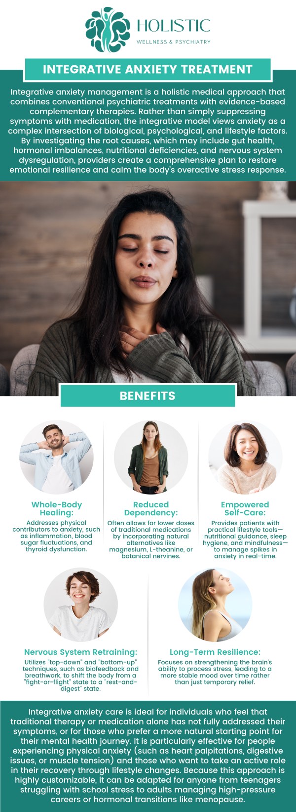 Common questions asked by patients: What makes integrative anxiety treatment different from traditional approaches? What therapies are included in an integrative anxiety treatment plan? How long does it take to notice improvement with integrative anxiety care? Is integrative anxiety treatment effective for patients with chronic or severe anxiety? For more information, contact us or request an appointment online. We have convenient locations in Cedar Rapids, IA and St. Thomas, USVI. We serve patients from Cedar Rapids IA, Hiawatha IA, Marion IA, Robins IA, St Thomas USVI, Charlotte Amalie USVI, Smith Bay USVI, Northside USVI, and surrounding areas.