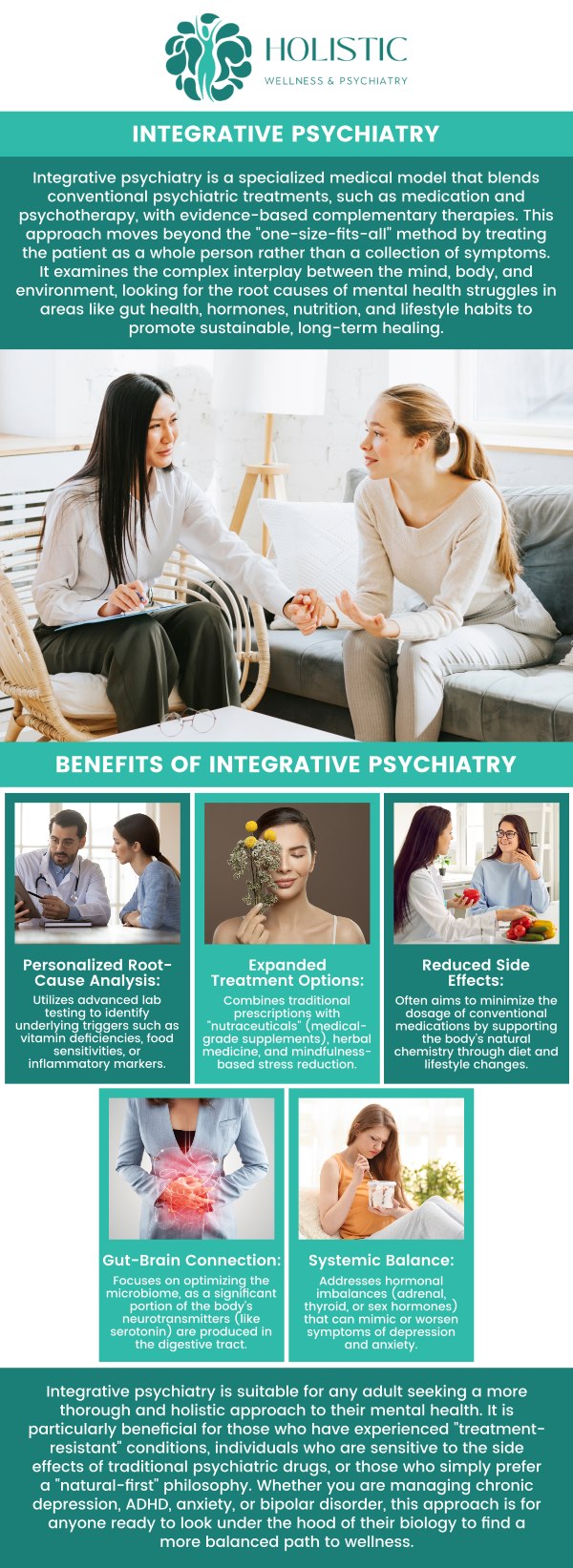 Common questions asked by patients: What is integrative psychiatry, and how does it differ from traditional psychiatry? How can integrative psychiatry help with mental health conditions like depression and anxiety? What treatment options are available in integrative psychiatry? Is integrative psychiatry effective for conditions like PTSD or trauma? For more information, contact us or request an appointment online. We have convenient locations in Cedar Rapids, IA and St. Thomas, USVI. We serve patients from Cedar Rapids IA, Hiawatha IA, Marion IA, Robins IA, St Thomas USVI, Charlotte Amalie USVI, Smith Bay USVI, Northside USVI, and surrounding areas. Common questions asked by patients: What is integrative psychiatry, and how does it differ from traditional psychiatry? How can integrative psychiatry help with mental health conditions like depression and anxiety? What treatment options are available in integrative psychiatry? Is integrative psychiatry effective for conditions like PTSD or trauma? For more information, contact us or request an appointment online. We have convenient locations in Cedar Rapids, IA and St. Thomas, USVI. We serve patients from Cedar Rapids IA, Hiawatha IA, Marion IA, Robins IA, St Thomas USVI, Charlotte Amalie USVI, Smith Bay USVI, Northside USVI, and surrounding areas.